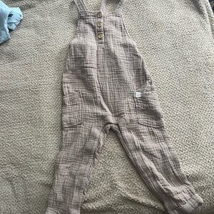 Brown Textured Overalls
